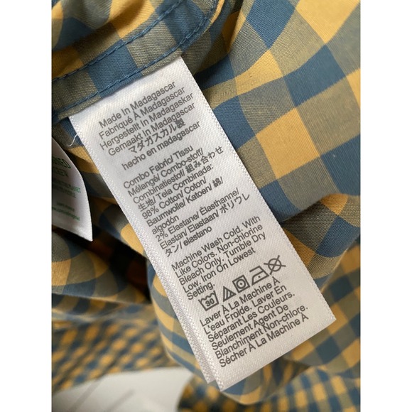 J. Crew Flex Washed Slim Fit Gingham Button Down Shirt Mens XL Yellow Blue - Picture 3 of 6